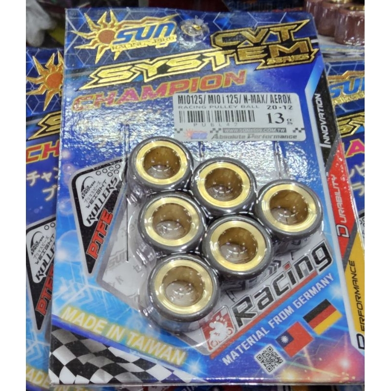 YAMAHA SUN RACING FLYBALL/ROLLER WEIGHT 6PCS (NMAX /AEROX/MIO M3 I 125 ...