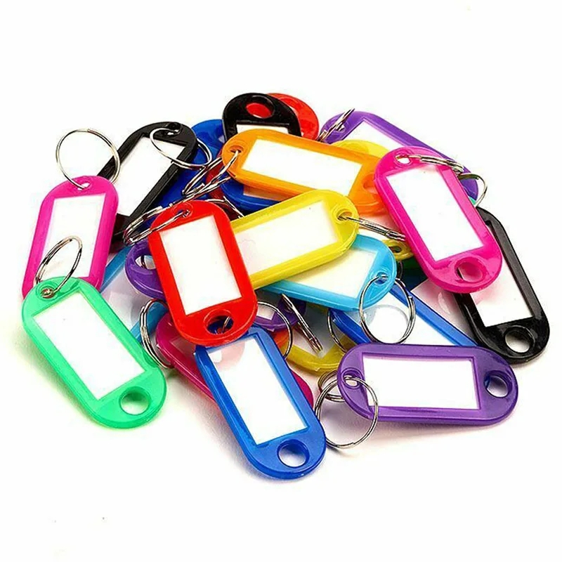 Multi-Color Plastic Keychain Blank Key Ring DIY Name Tags for Baggage ...