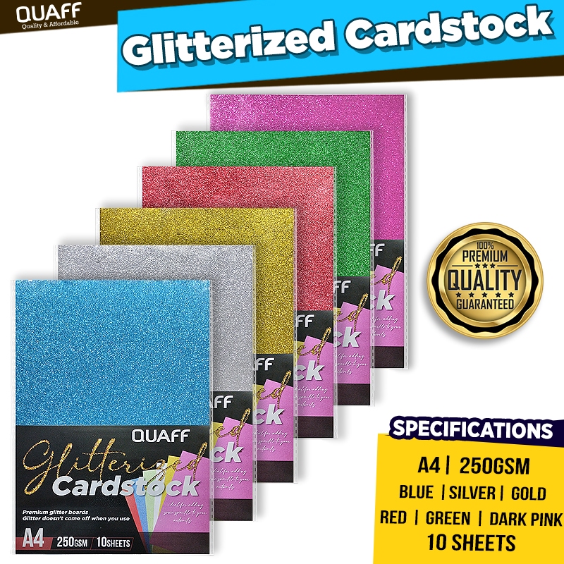 No-Shed Glitter Cardstock Paper - 10 Sheet A4 Purple Sparkly Paper For Crafting