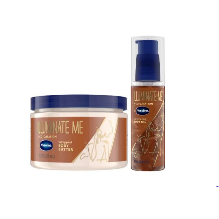 Vaseline Illuminate Me Body Butter & Body Oil Shimmering Body Bronzer, Hydrating Whipped