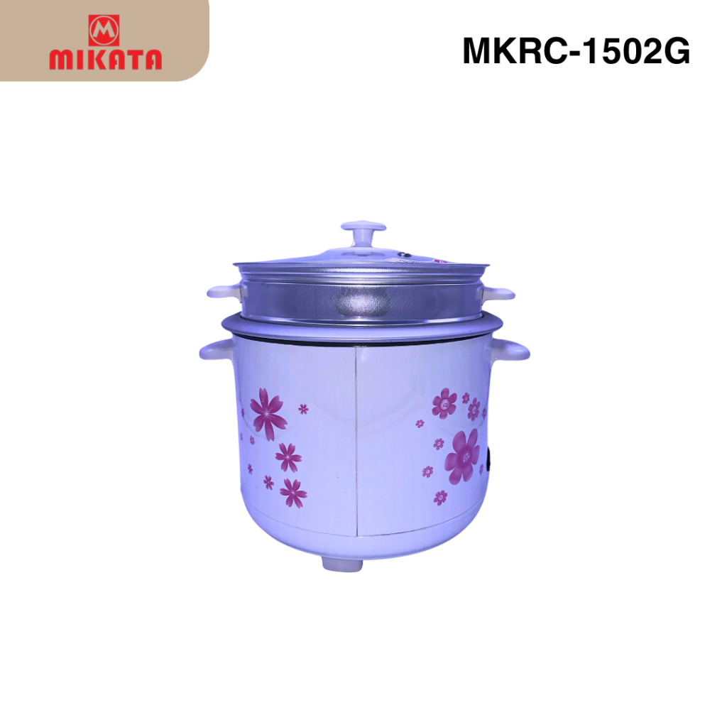 Mikata Automatic Rice Cooker with Steamer 1.5 Liters 8 Cups Glass Cover ...