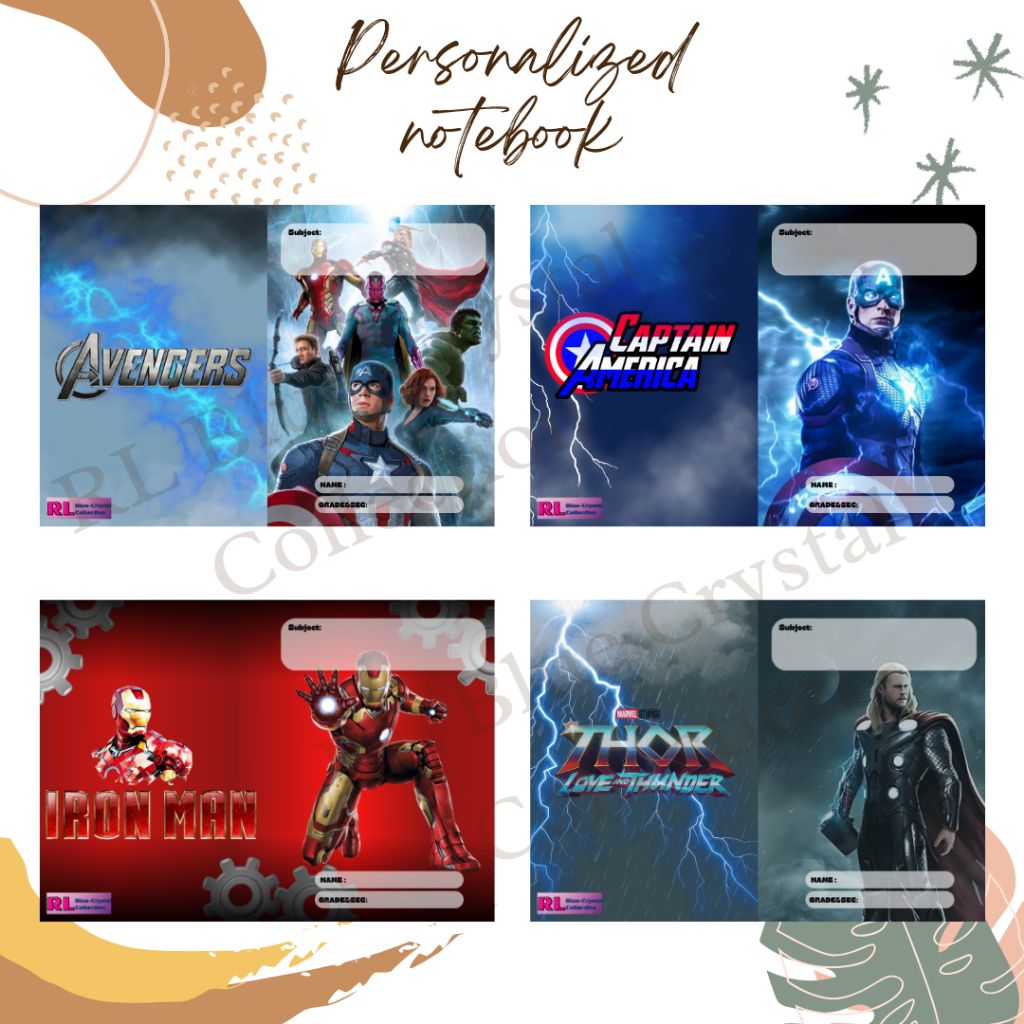 Avengers Themed Personalized Notebooks with Water/Scratch Proof Cover ...
