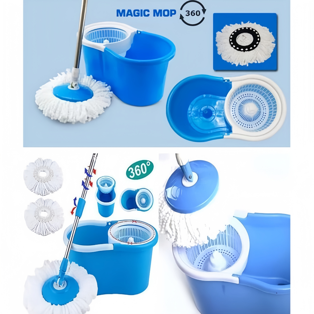 Magic spin mop 360 rotating easy floor mat COD Cotton Handle Bucket