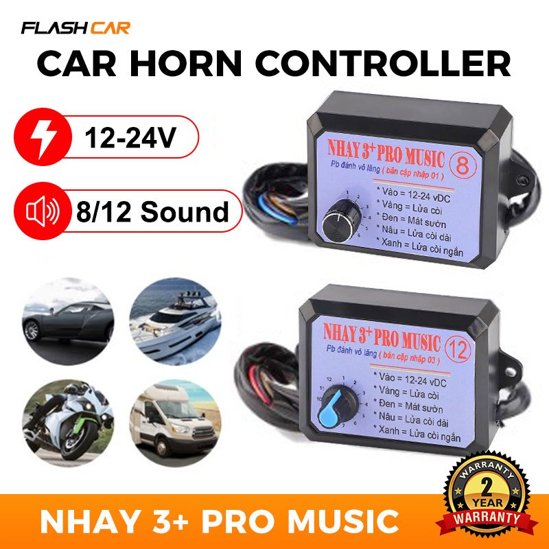 Nhay 3+ Pro Music Horn Relay - 8 Sound Effects For Cars & Motorcycles