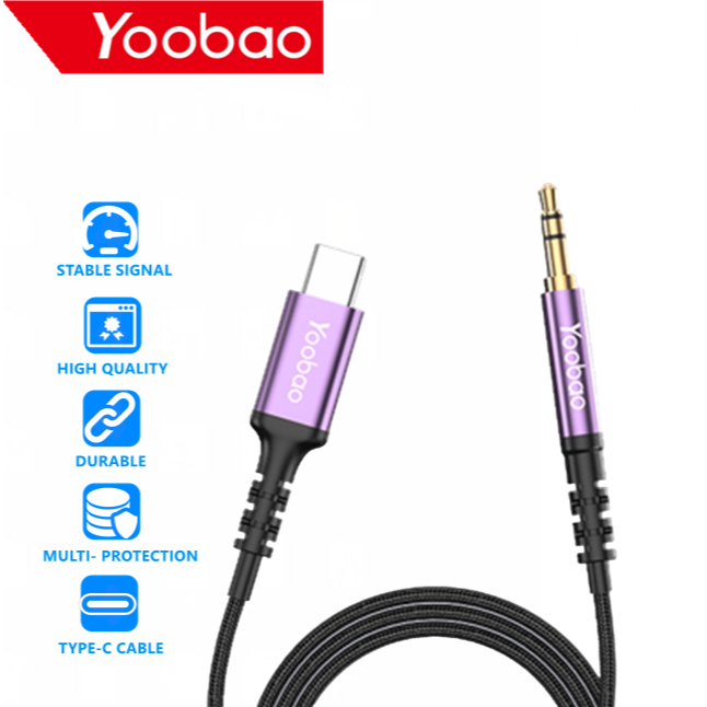 Yoobao Adapter AUX-C1 Audio Cable Type-C Male to 3.5mm Male Aluminum ...