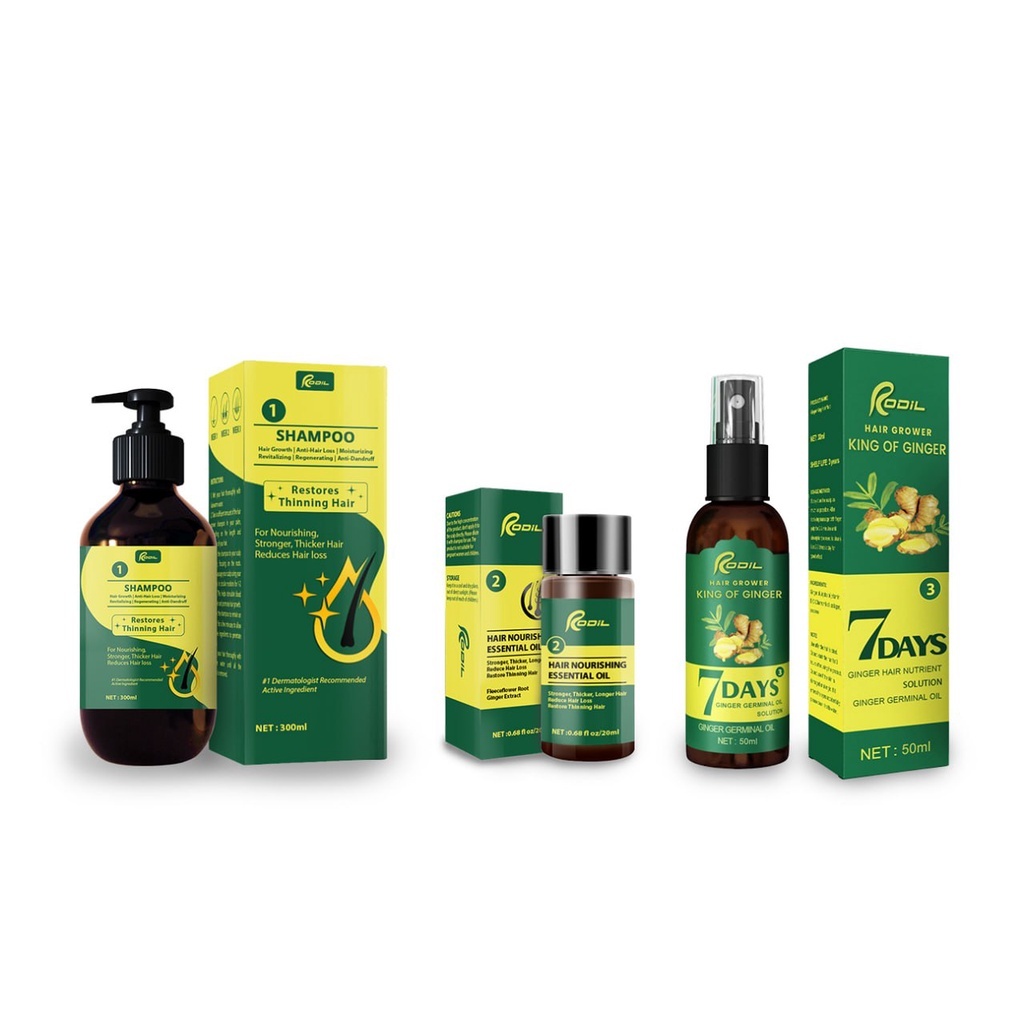 RODIL Organic Hair Growth Set Shampoo Essential Oil Solution Spray Anti ...