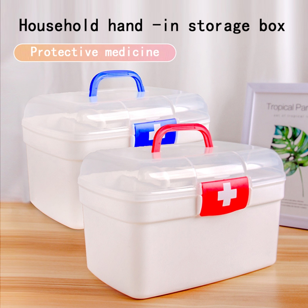 First Aid Container Bin/Family Emergency Kit Storage Box w/Detachable