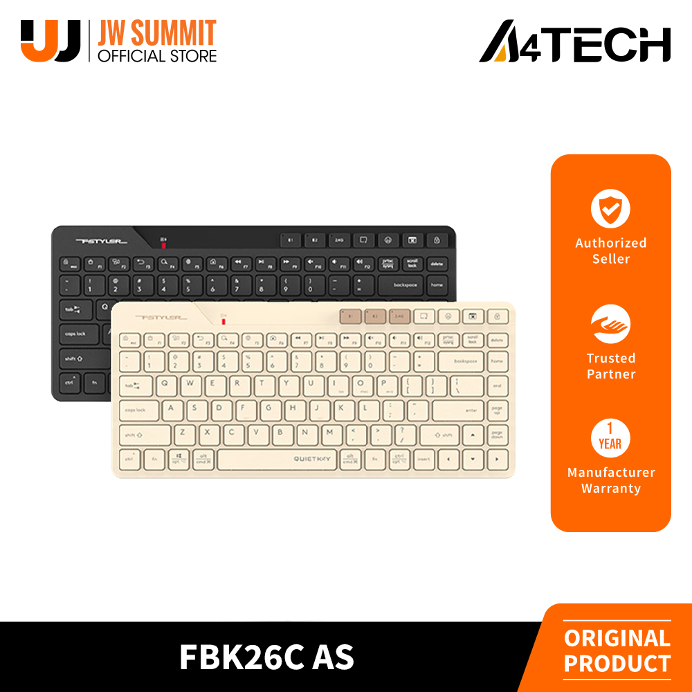 A4Tech FBK26C AS QuietKey Low-profile Keys Bluetooth and 2.4GHz ...