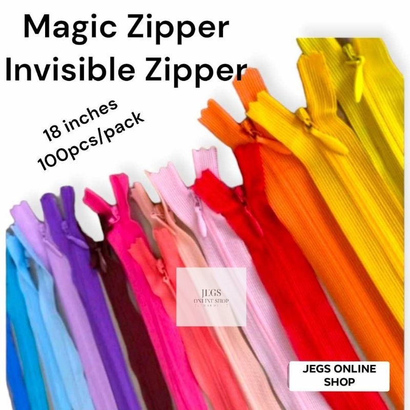 MAGIC ZIPPER INVISIBLE ZIPPER 18 INCHES 100 PCS PER PACK | Shopee ...