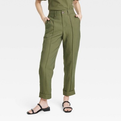A NEW DAY 101297 High Rise Slim Straight Leg Pintuck Ankle Pants ...