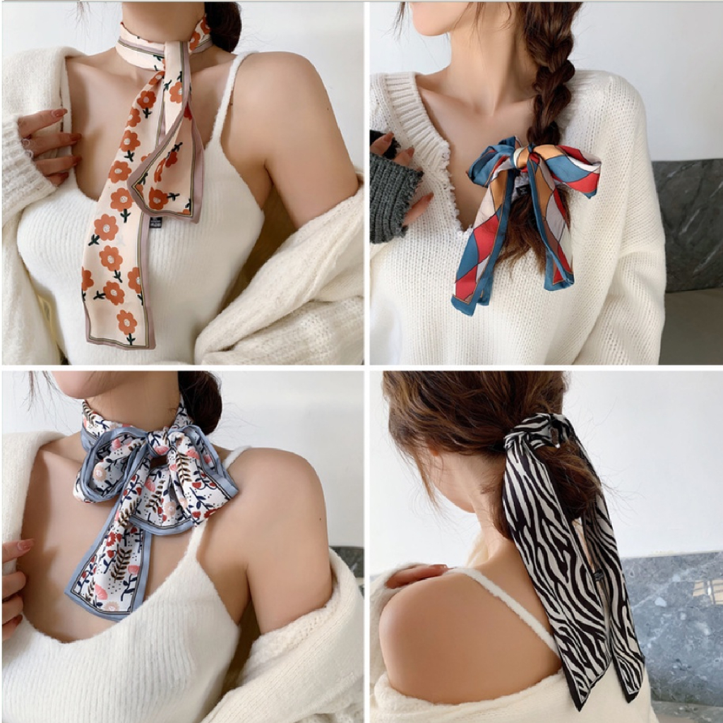 Silk scarf French vintage hair accessories headband bow tie streamer  headband bow hoop Headband