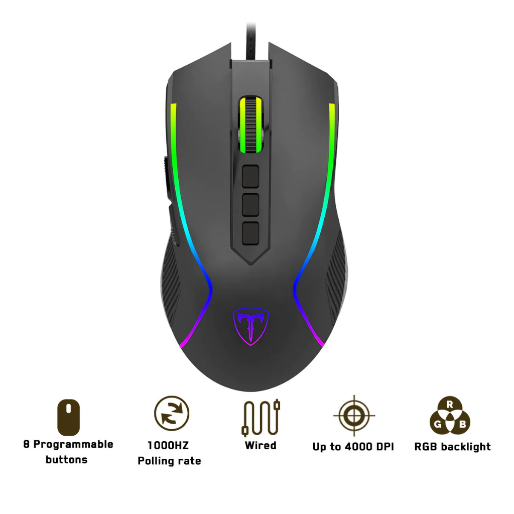 T-Dagger T-TGM209 V2 Darkangel 8 Programmable Buttons RGB Backlit Wired ...