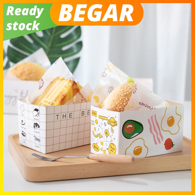 50pcs Sandwich Packaging Paper Boxes Egg Drop Sandwich Box Breakfast ...