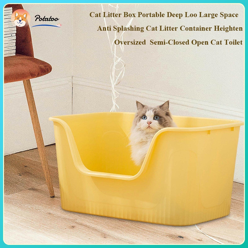 Cat Litter Box Portable Deep Loo Large Space Bedpan Open Top Pet Litter ...