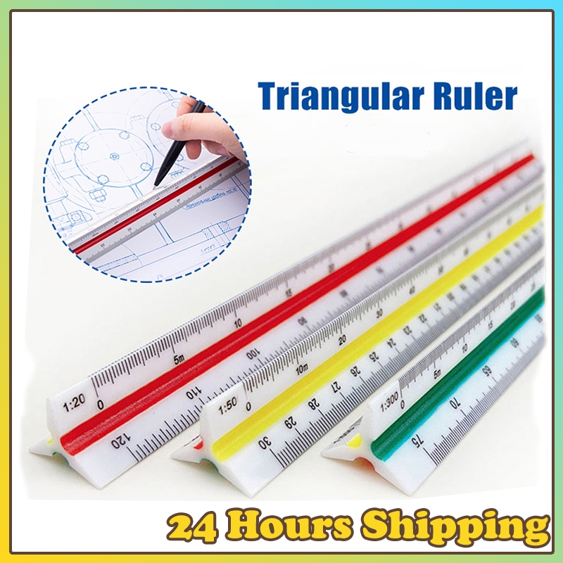 Triangular Scale Ruler 30cm Aluminium Triangle Scale Ruler Measuring ...