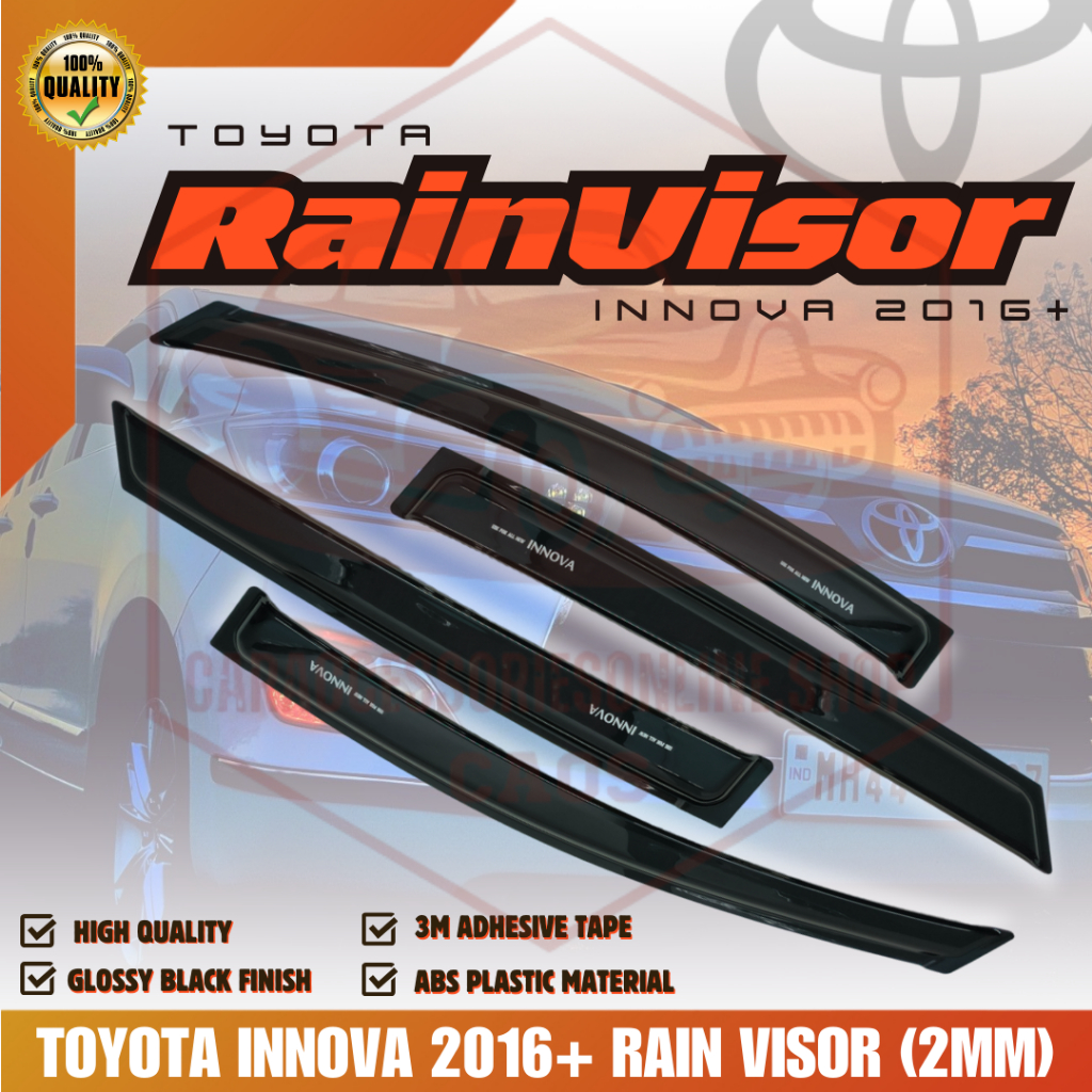 CAOS RAIN VISOR TOYOTA INNOVA 2016+ (BLACK) THICKNESS (2MM) (10211 ...