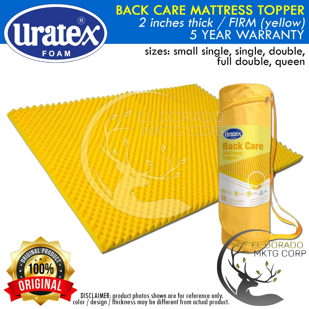 Uratex Back Care Mattress Topper FIRM yellow 2 inches 100 ORIGINAL