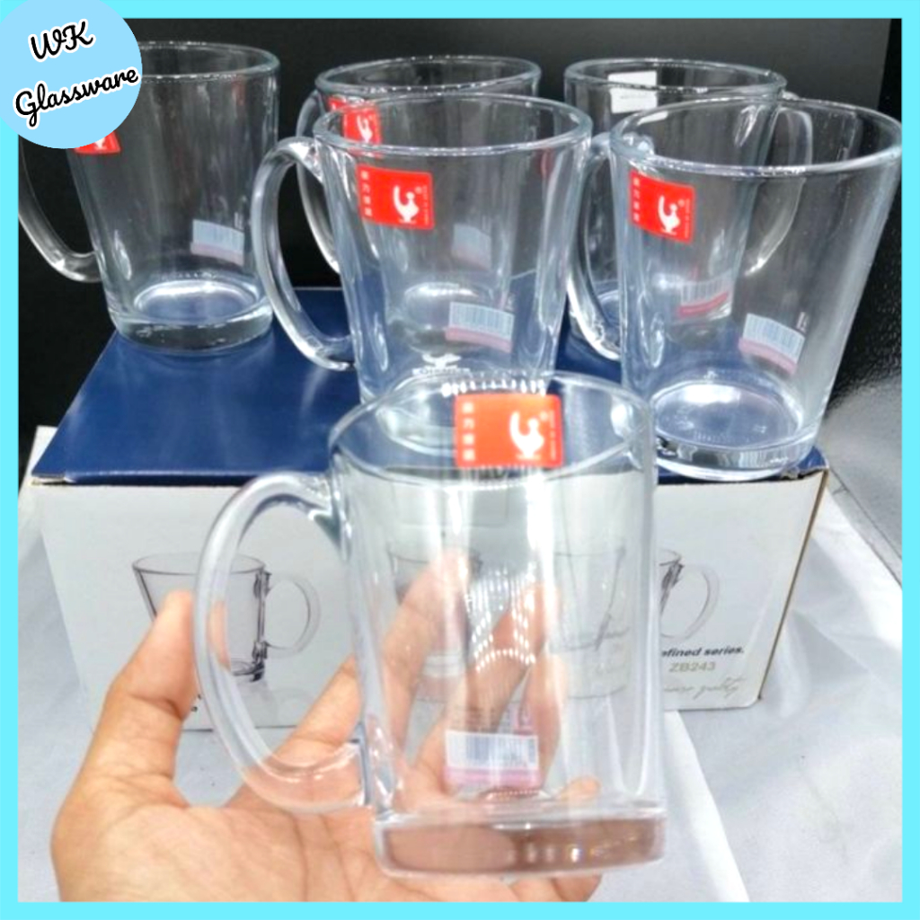 6PCS Transparent Glass coffee Mug Glassware set drinking ZB243 QIANLI