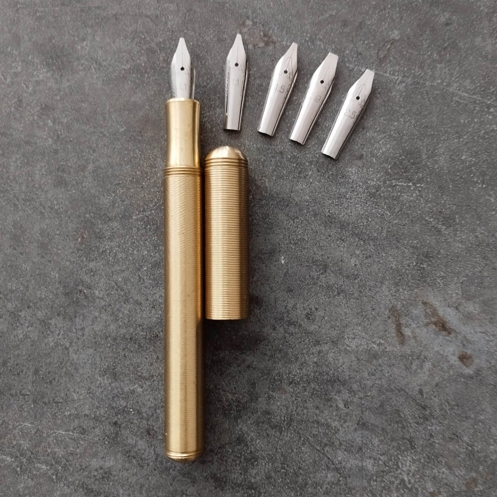 Solid Brass Fountain Pen w/ 5 Calligraphy Nibs - Made by Dlike | Shopee ...