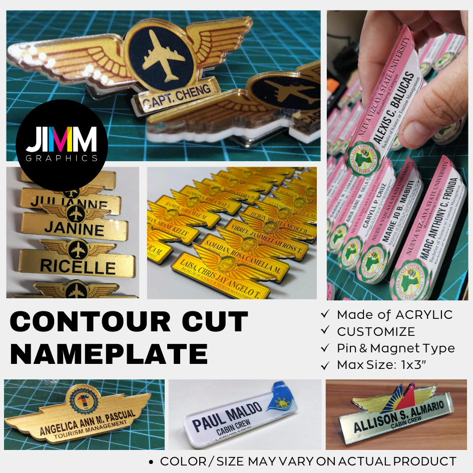 CONTOUR CUT NAMEPLATE/ Name Badge / Name Tag Customized | Shopee ...