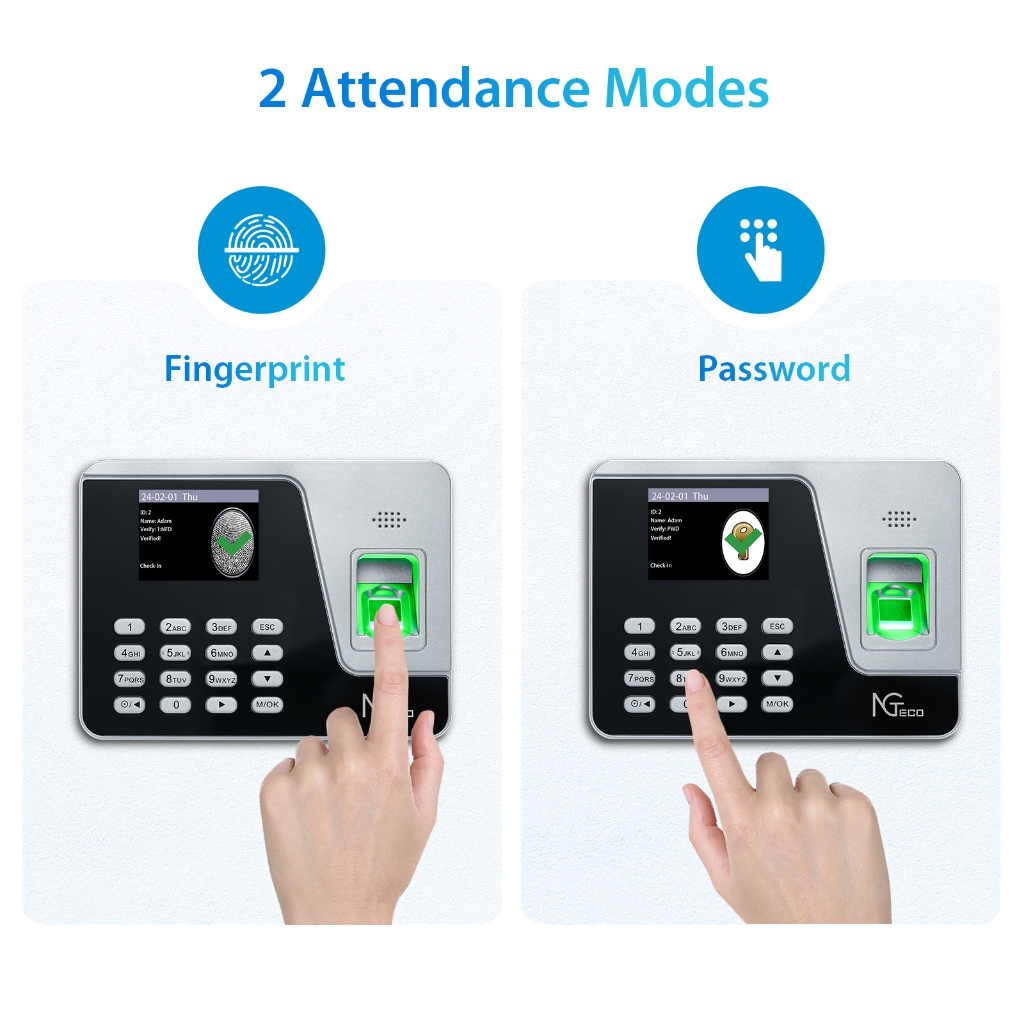 NGTeco AS10 Fingerprint/Password Attendance Time Machine Recorder Bundy ...