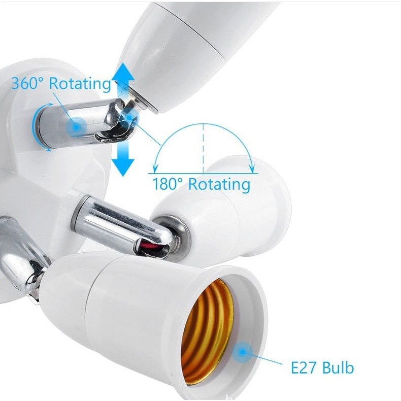 3 in 1 E27 Light Bulb Socket LED Screw Lamp Holder Splitter Adapter ...
