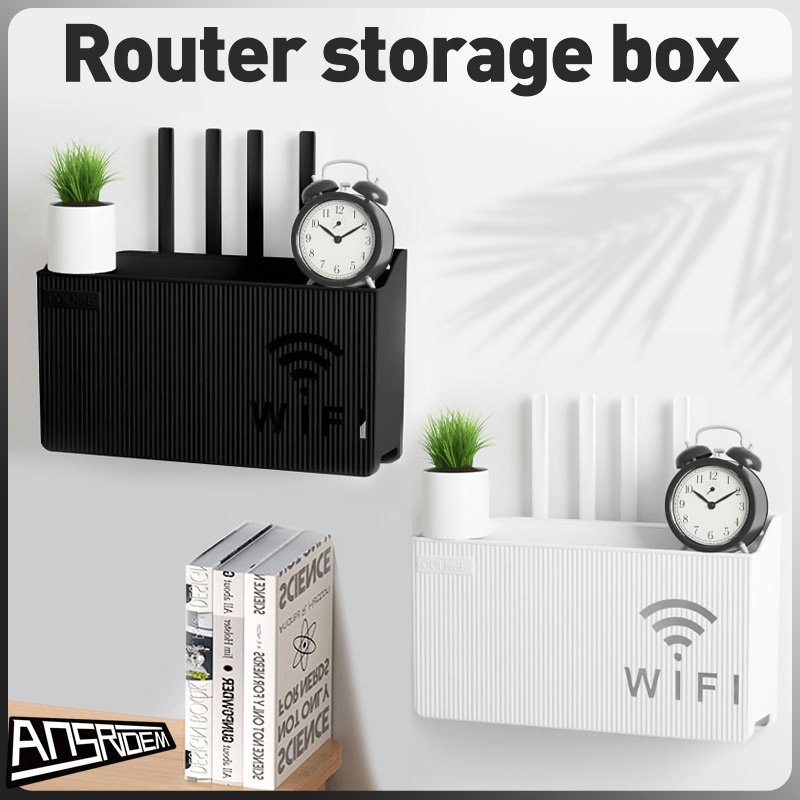 Wireless Wifi Router Shelf Storage Box Wall Hanging ABS Organizer Box ...