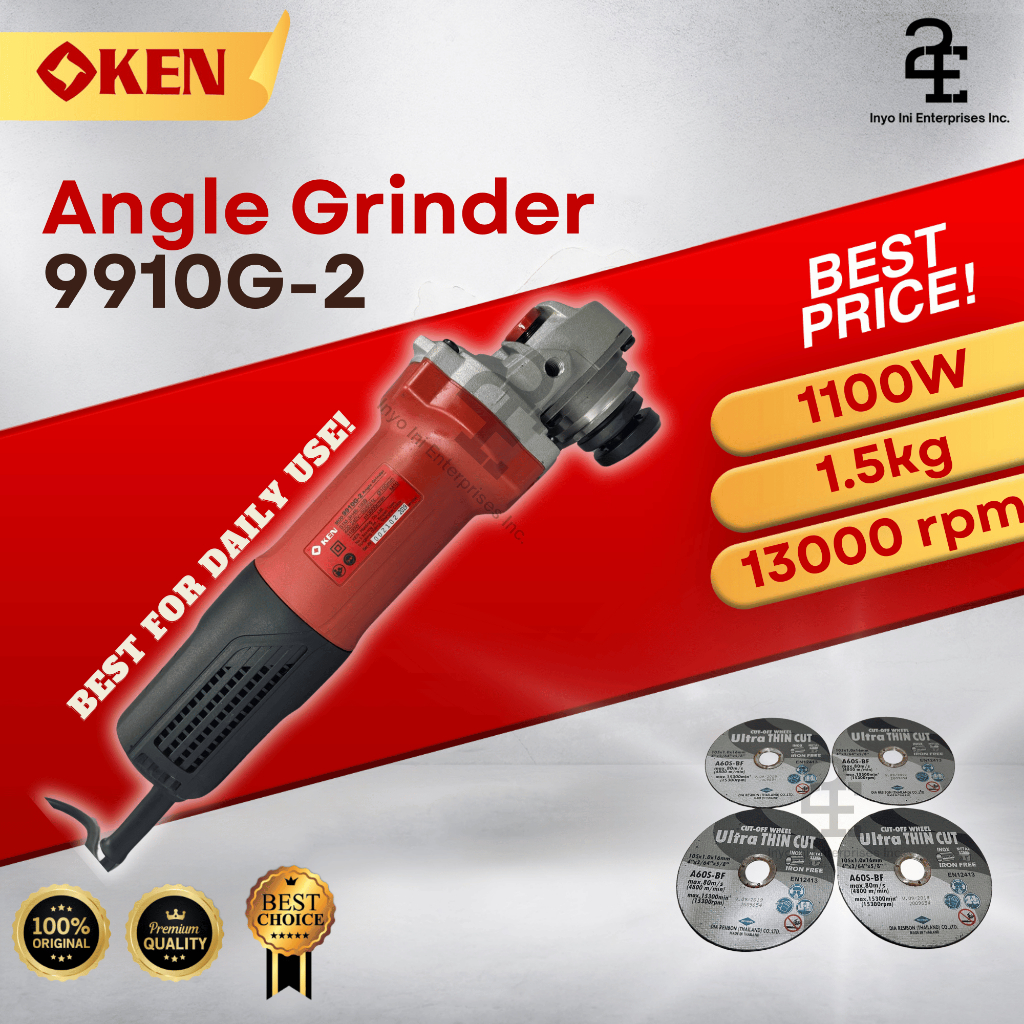 SALE! Ken High Quality Powerful Angle Grinder 9910G- 2 (1100W, 220V ...