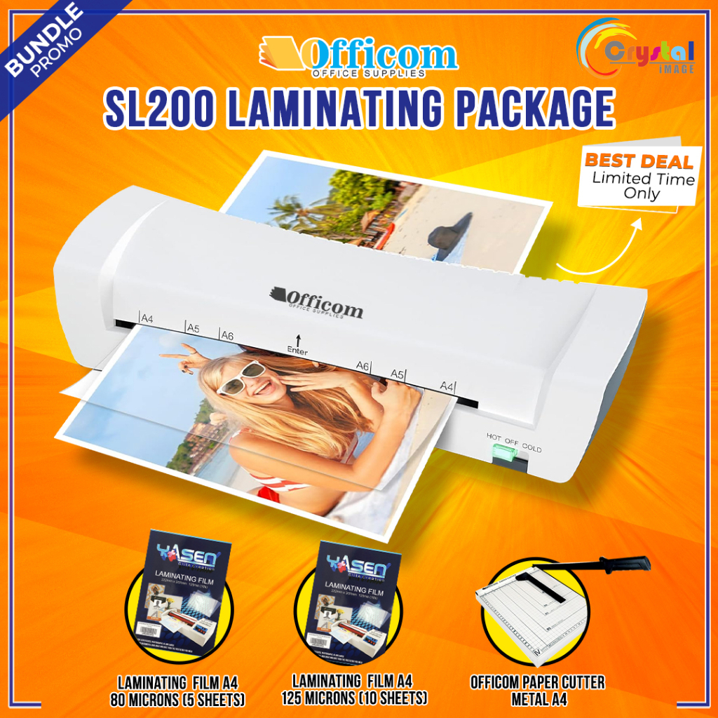 Officom Sl200 Laminator A4 Hot And Cold Laminating Machine With Paper