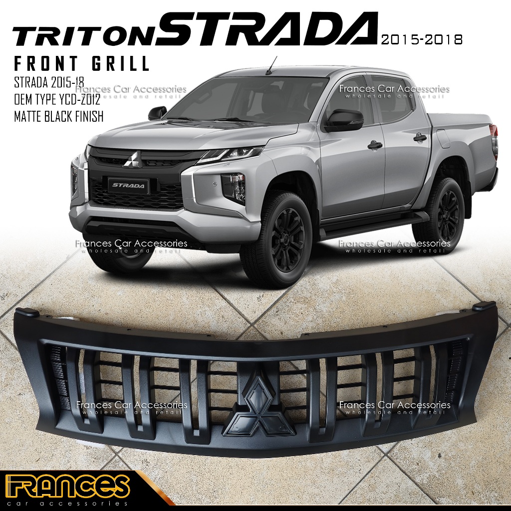 Mitsubishi Strada 2015 to 2018 Front Bumper Grill / Grille Matte Black ...