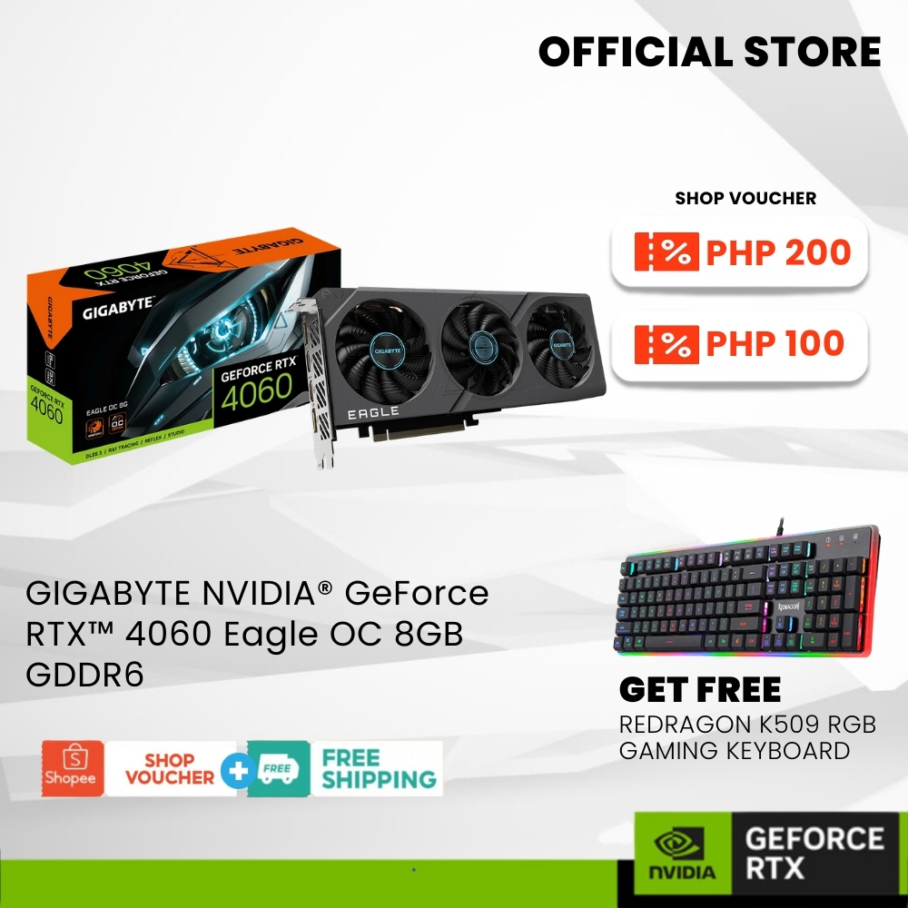 Gigabyte NVIDIA® GeForce RTX™ 4060 Eagle OC 8GB Graphics Card (GV ...