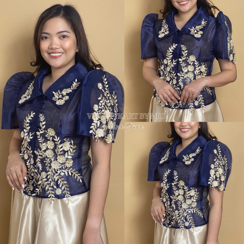 Navy Blue Filipiniana Dress