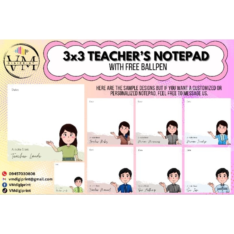 3x3 Teacher's Notepad with free ballpen | Shopee Philippines