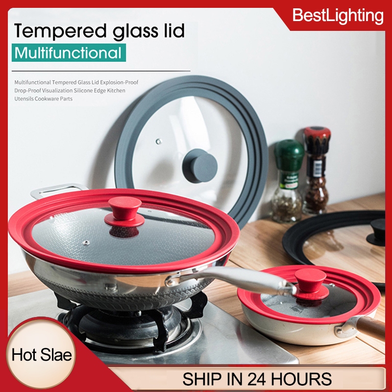 BL Multi-function Pot Cover Frying Smart Cover Silicone Tempered Glass ...