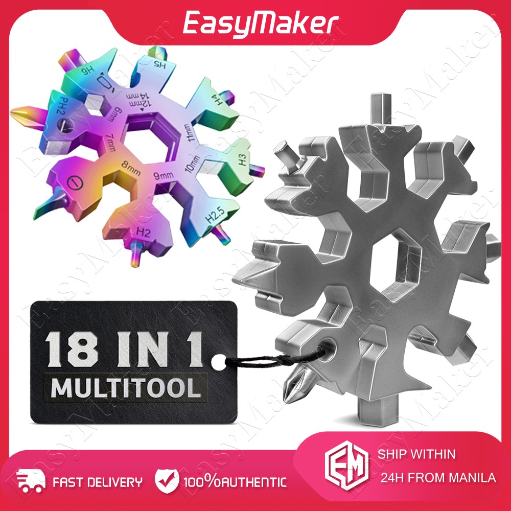 Stainless Steel Snowflake Multitool, 18 in 1 Camping Multi Tool ...