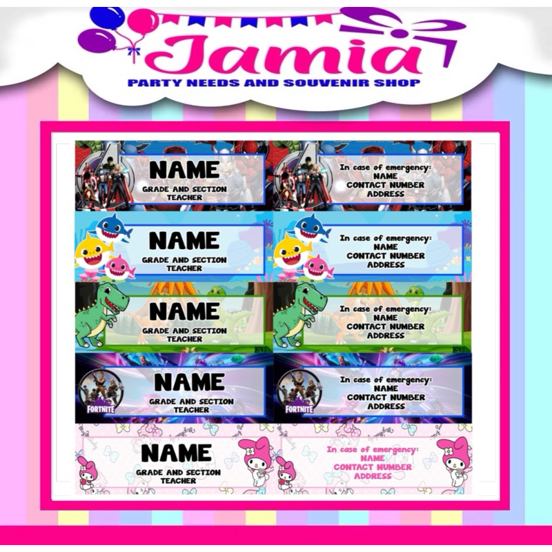 Laminated/PVC Name Tag for School Available ALL Characters | Shopee ...