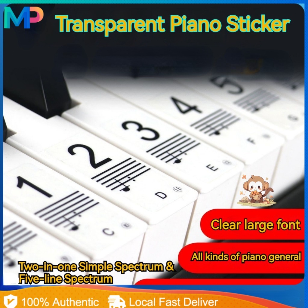 Piano Keyboard Stickers 37/49/54/61/88 Keys Transparent Piano Sticker ...