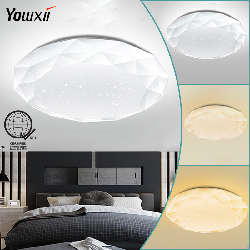 Yowxii Diamond LED Ceiling Light Tri Color Room Light For Living Room ...