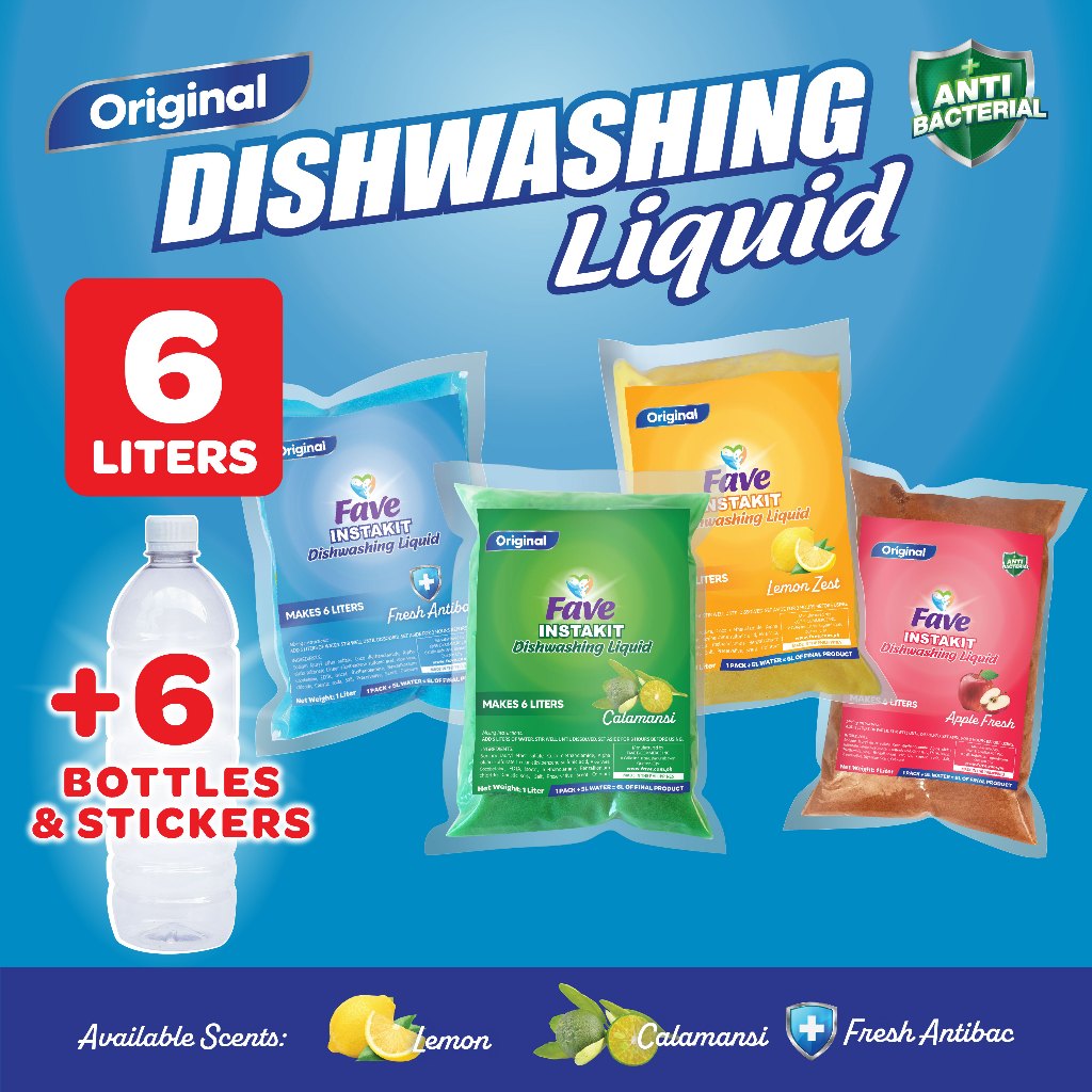 FAVE ORIGINAL DISHWASHING Liquid, 6L + BOTTLES & STICKER LABELS JUST ...