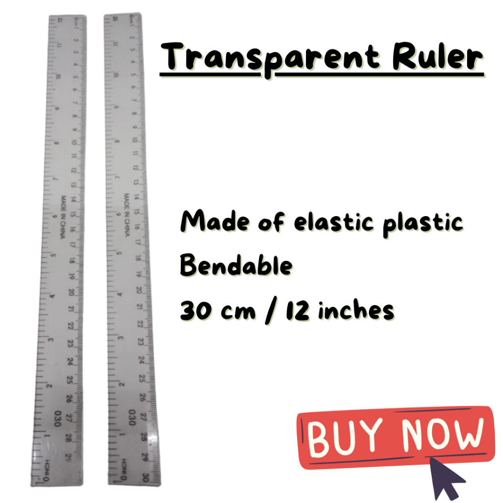TRANSPARENT 12 INCHES BENDABLE PLASTIC RULER FOR SCHOOL AND OFFICE USE ...
