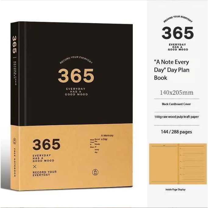 365 Days Planner Notebook 144 Sheet Raw Wood pulp Inner Page Diary ...