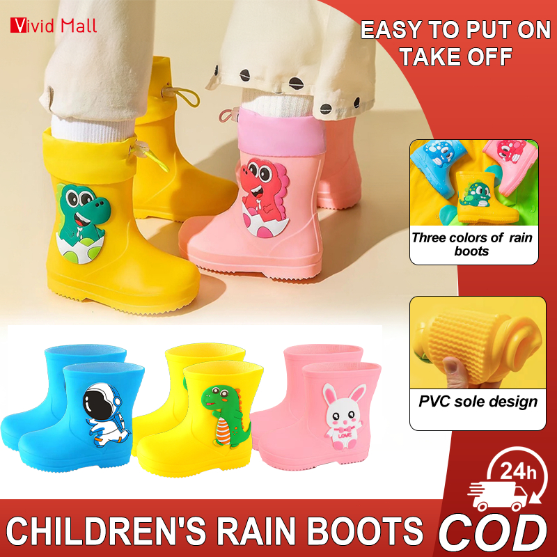 Vivid Kids' Waterproof Rain Boots Non-Slip Rubber Shoes Cartoon Rainy ...