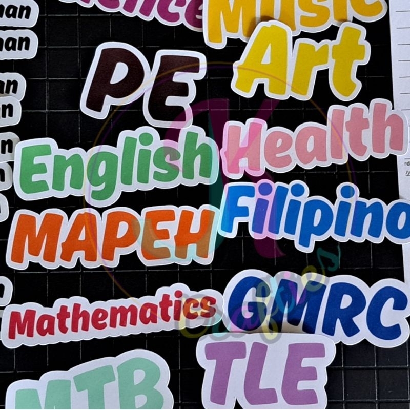 Printed RANDOM COLORS only School Subject Stickers, Names, Grade and ...