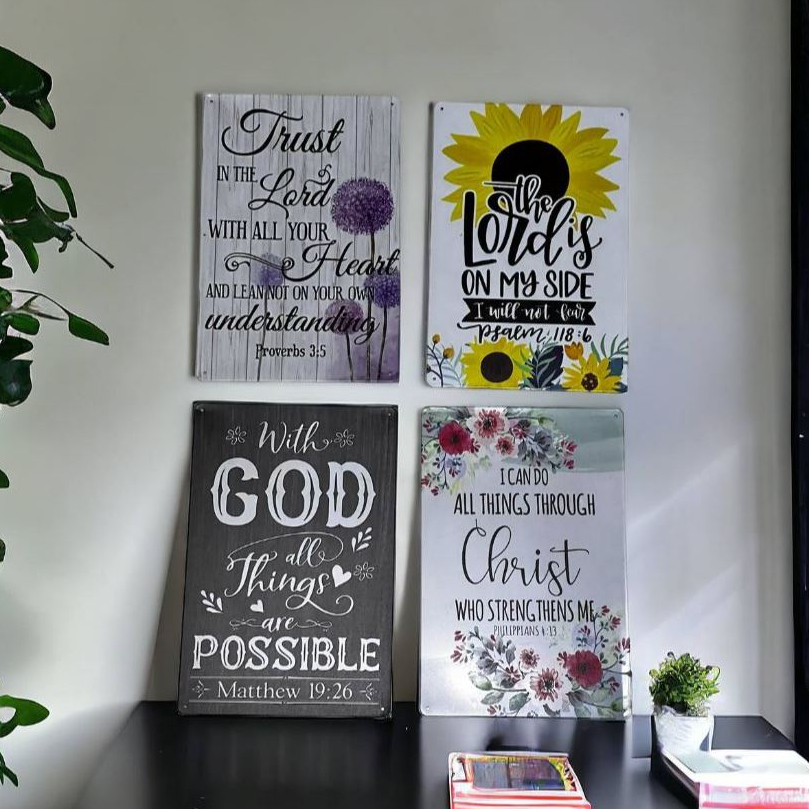 Bible Verses / Bible Quotes Metal Tin Plate Wall Decoration 20 x 30cm ...