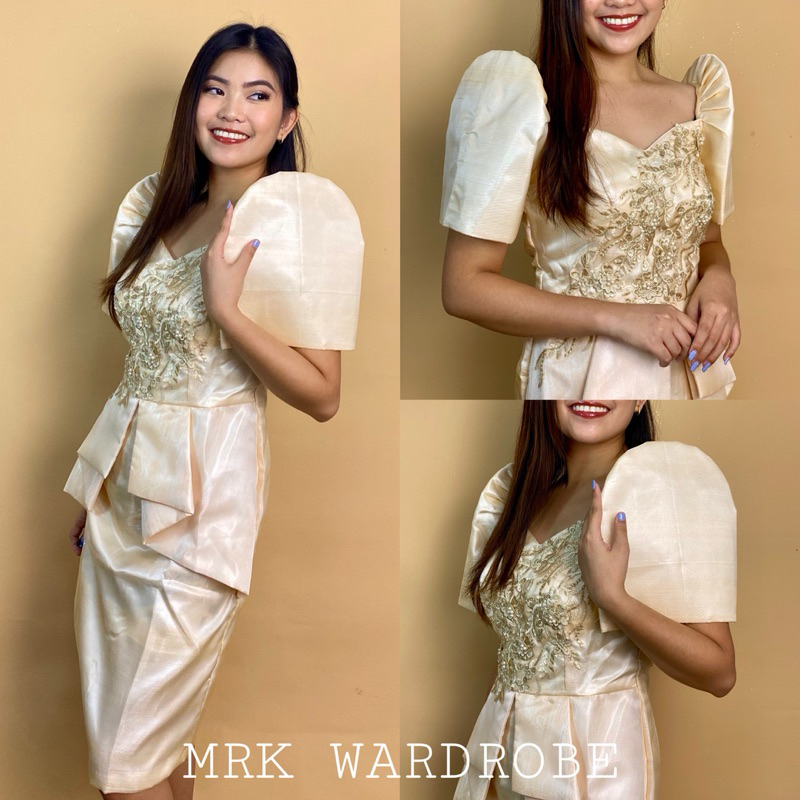 Piña Organza Filipiniana Dress with Peplum- Heidi Dress | Shopee ...