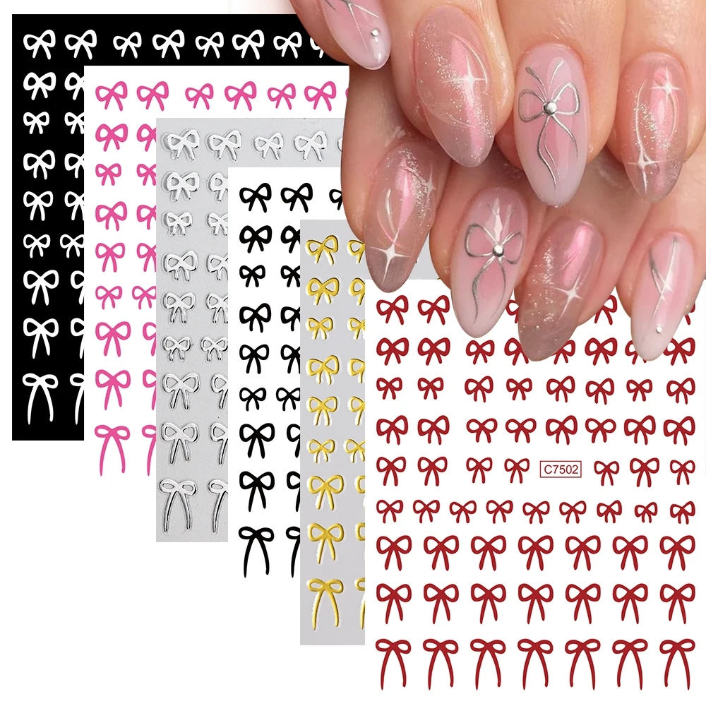 Ribbon Bow Nail Art Sticker Ribbon Wear Nail Decoration Stickers ...