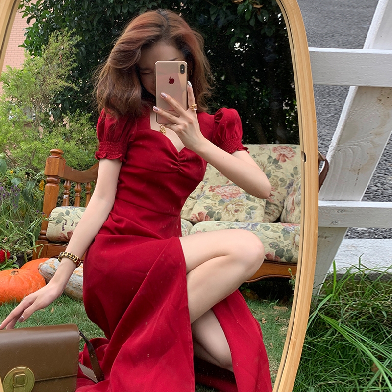 Formal Dress Shopee Retro Outfit 145k 14USD Size M, Bust 80, Waist 72,  Length 69