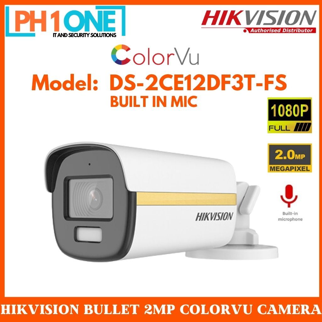HIKVISION BULLET COLORVU CAMERA 2MP DS-2CE10DF3T-PFS WITH AUDIO ...