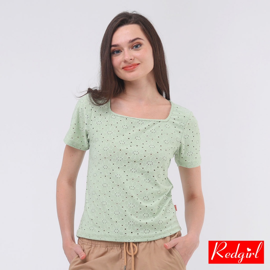 Red Girl Short Sleeves Square Neck Blouse RST12-0663 | Shopee Philippines