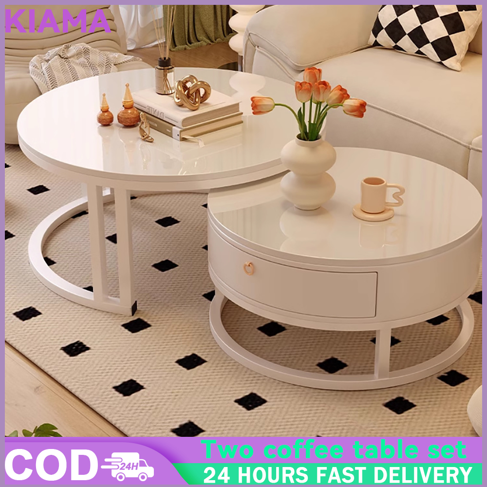 Tea table Round Combination Of Steel Wood Coffee Table Home Simple ...